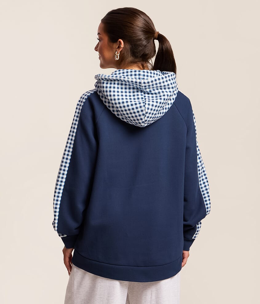 Pieced Gingham Hooded Sweatshirt - thumbnail 2