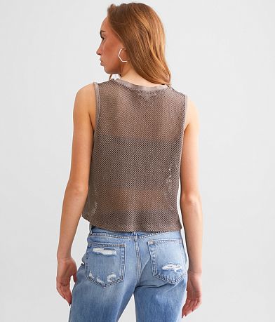 Gilded Intent Fishnet Tank Top back view