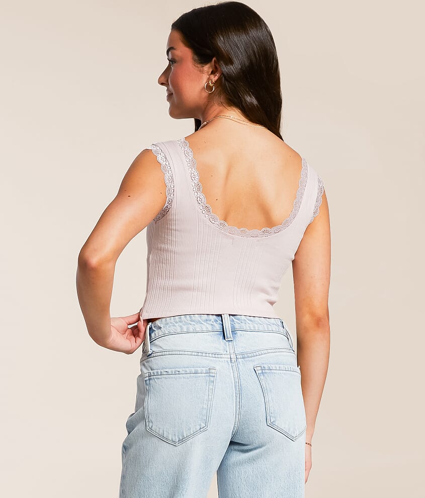 Ribbed Lace Tank Top - thumbnail 8