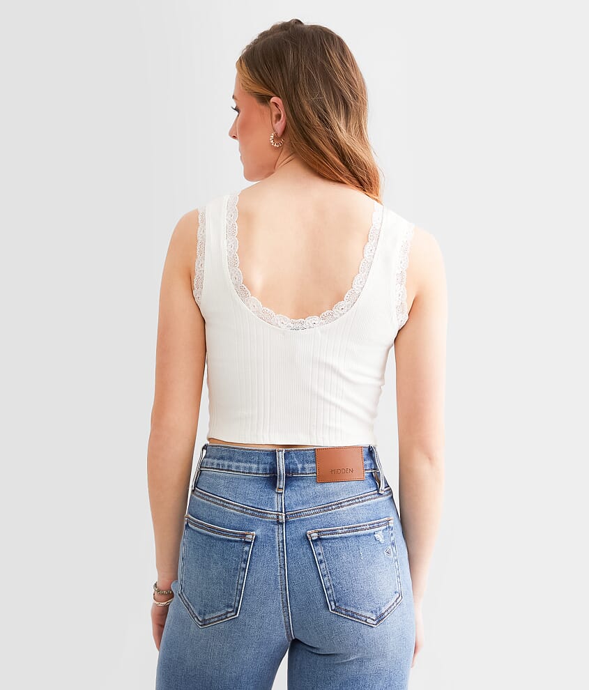 Ribbed Lace Tank Top - thumbnail 5