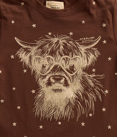 Girls - Glitter Highland Cow T-Shirt thumbnail 3