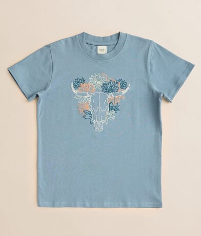 Modish Rebel Girls - Floral Steer T-Shirt front view