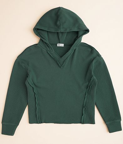 BKE Girls - Pieced Waffle Hooded Sweatshirt front view