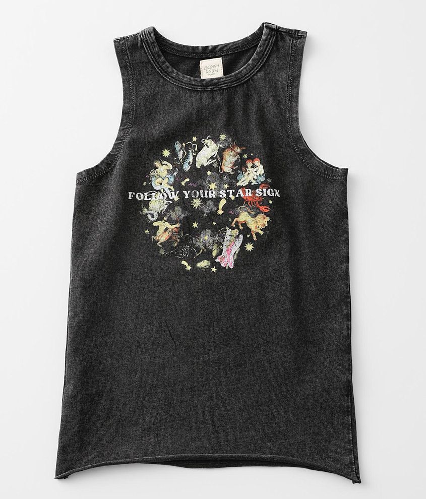 Girls - Modish Rebel Star Sign Tank Top - Girl's Tank Tops in Charcoal