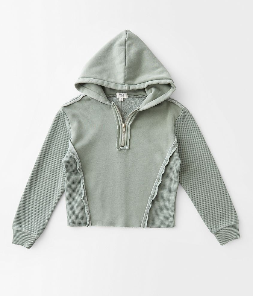 RAGLAN RAW EDGE ZIP UP HOODIE