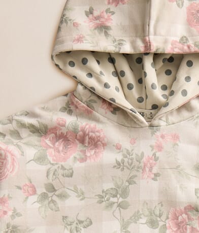 Girls - Floral Plaid Hooded Sweatshirt thumbnail 3