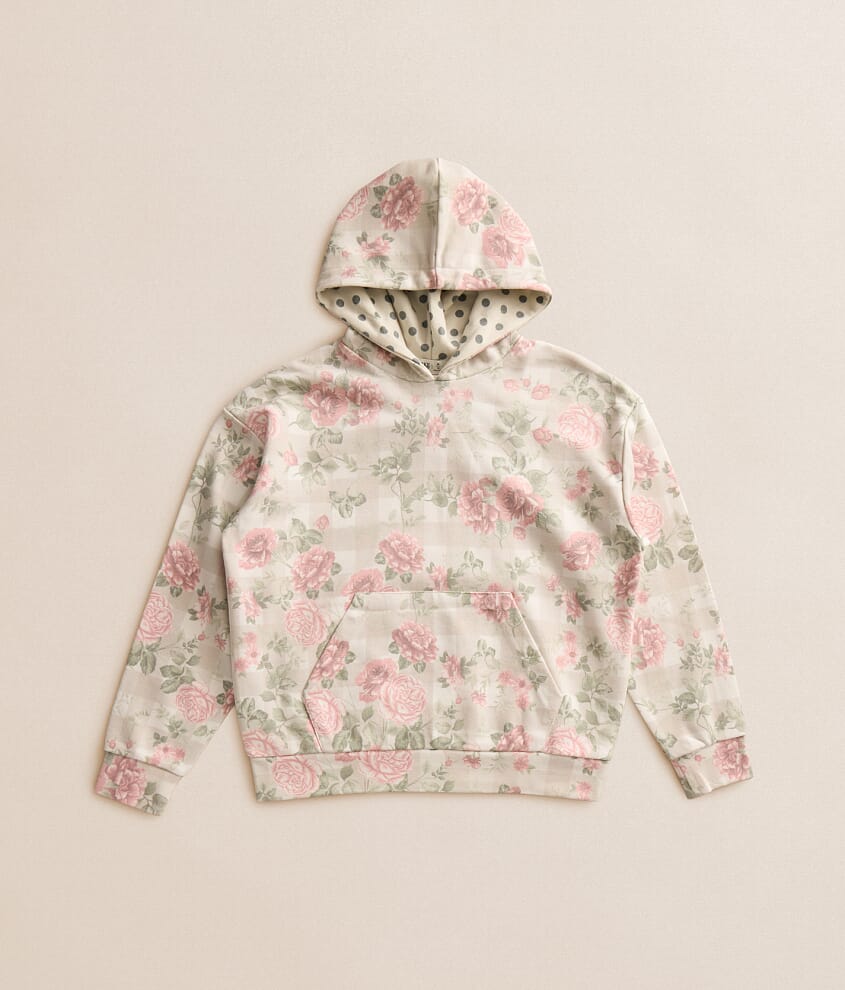 Girls - Floral Plaid Hooded Sweatshirt