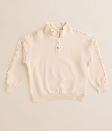 BKE Girls - Gingham Trim Pullover front view