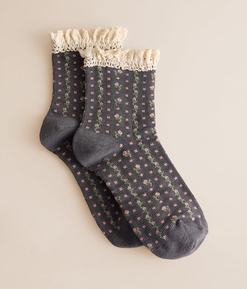 Rosebud Waffle Socks