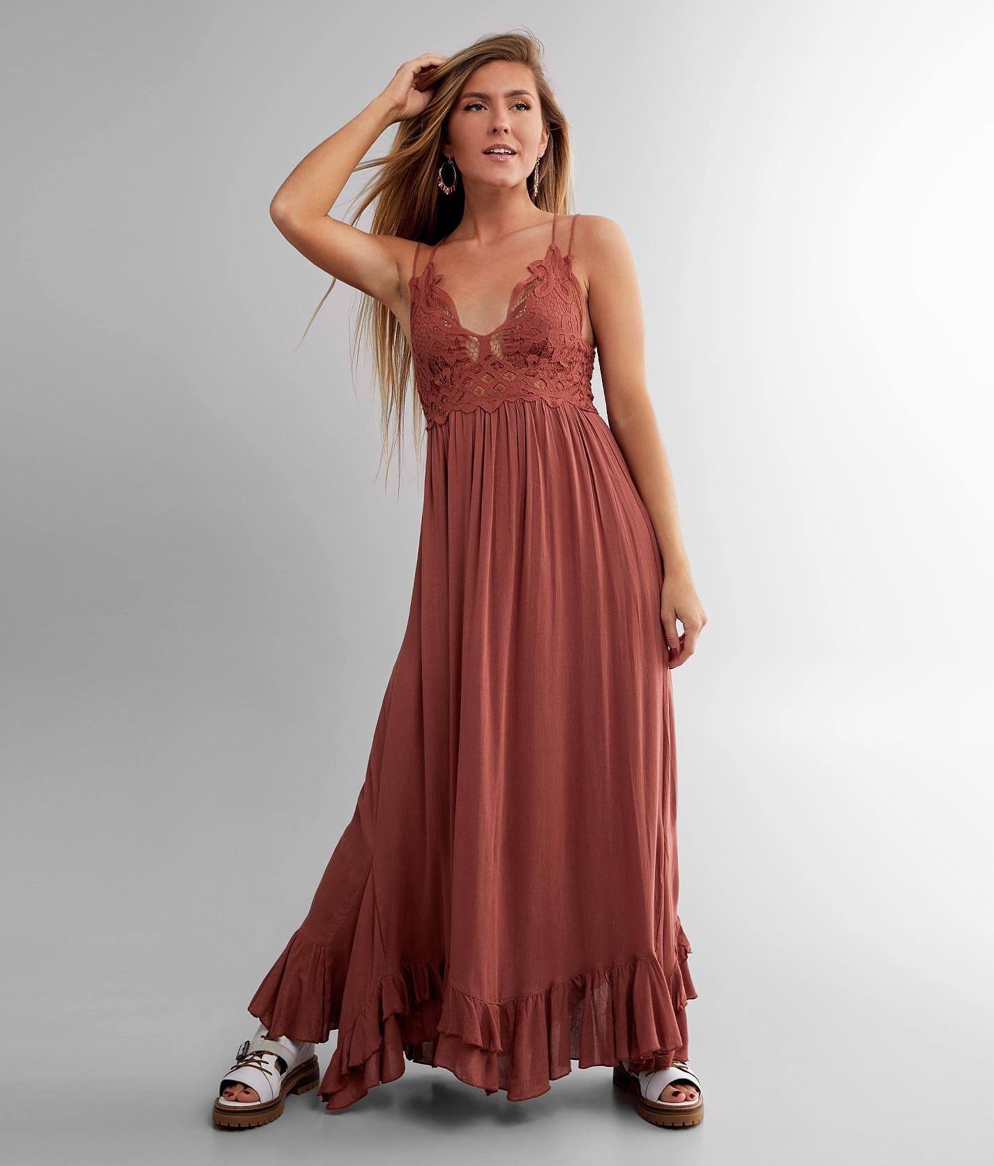 red maxi slip dress