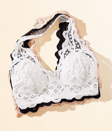 Free People Adella Lace Halter Bralette front view