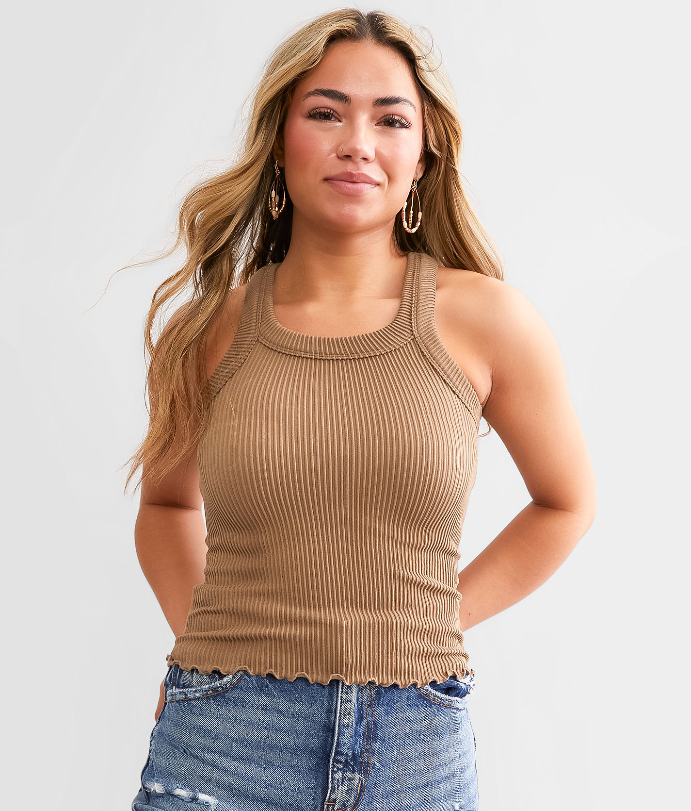 Free People Ribbed Tank Top - Women's Tank Tops in Cocoa