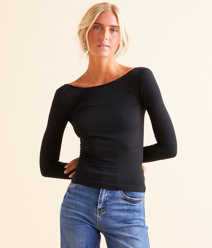 Free People Low Back Seamless Top - Women's Shirts/Blouses in Black ...