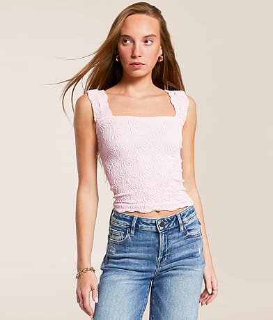 Free People Love Letter Cropped Cami Tank Top front view