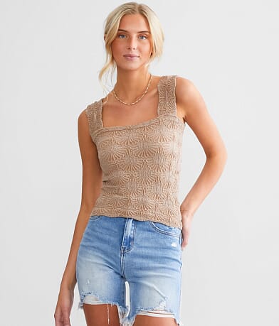 Free People Love Letter Cropped Cami Tank Top front view