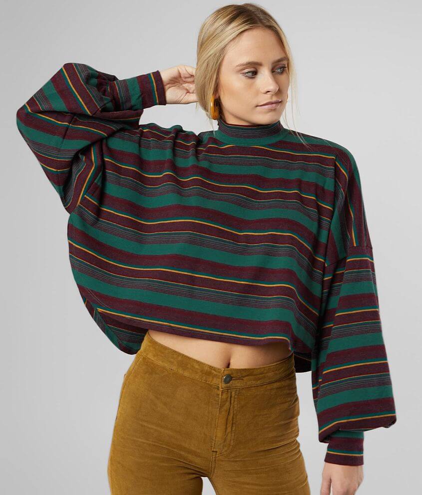 Free People Steph Striped Mock Neck Top front view