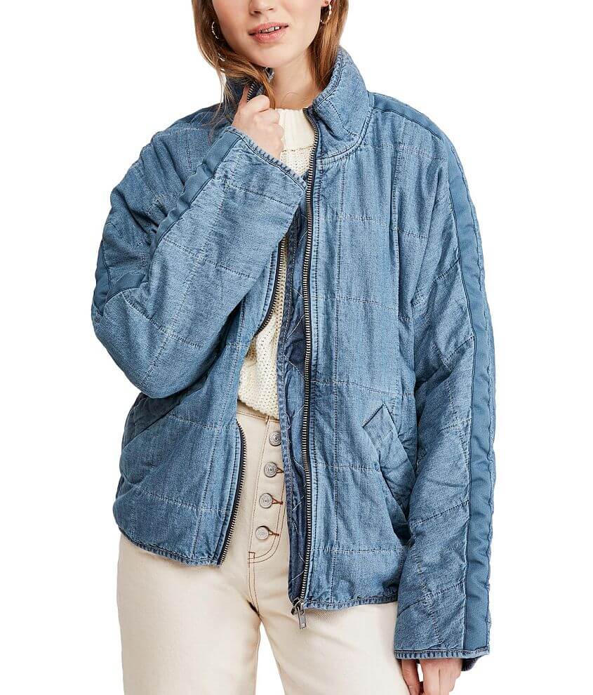 Free People Dolman Quilted Denim Jacket front view