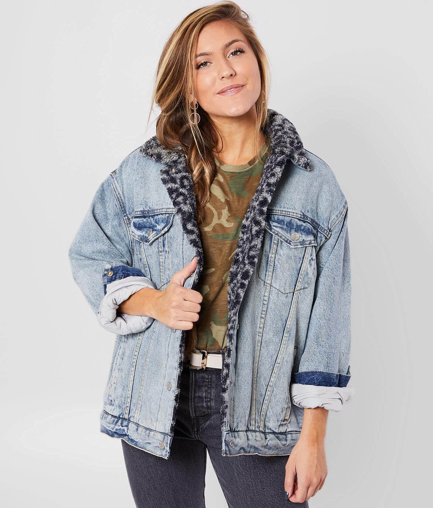 free people wild ones sherpa trucker jacket