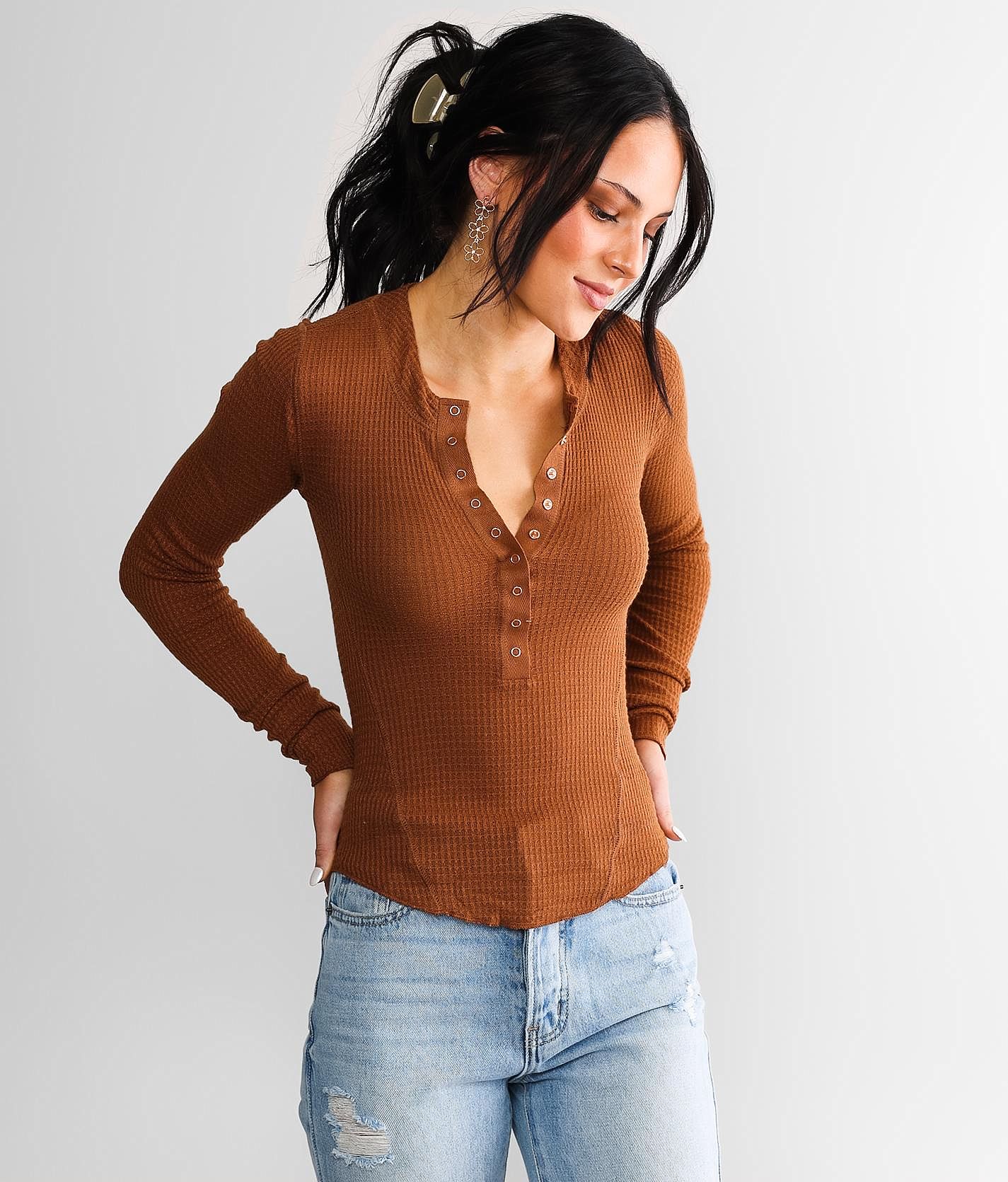 フリーピープル Free People ニナ Tee Long Sleeve レディース シャツ トップス フラワーing Ginger Free People Women's Nina Tee Long Sleeve, Flowering Ginger