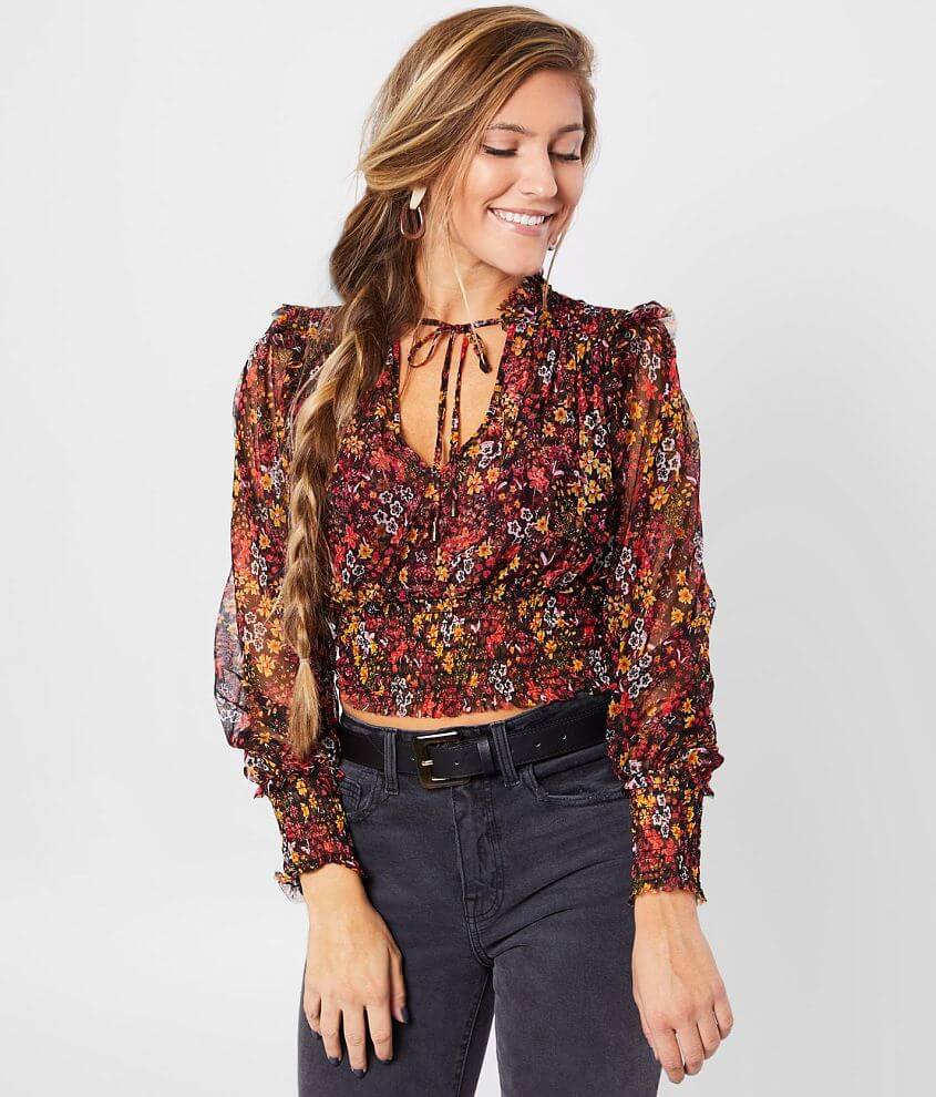 Free People Twyla Cropped Floral Top front view