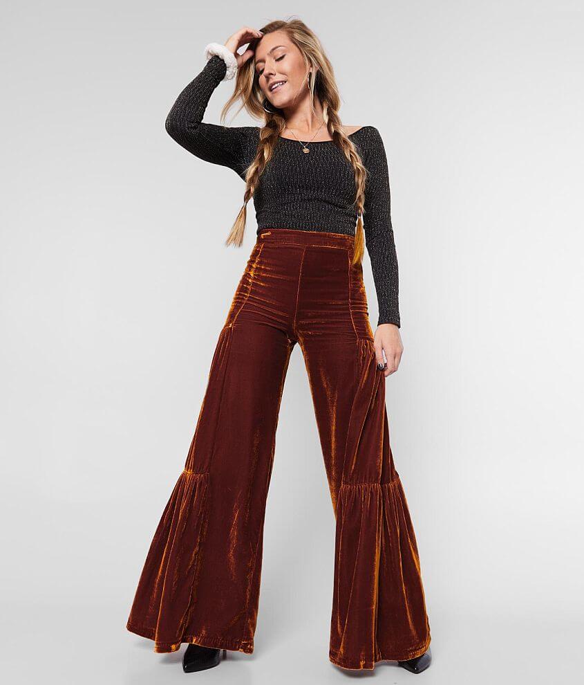 Free People Say La Vie Wide Leg Velvet Pant - Women's Pants in Cinnaber