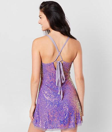 Free People Gold Rush Mini Sequin Dress BACK
