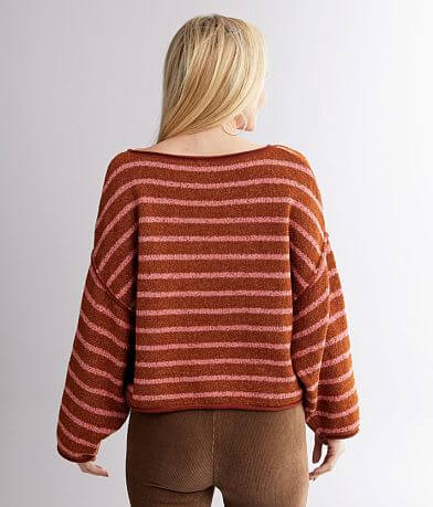 Free People Bardot Striped Sweater BACK