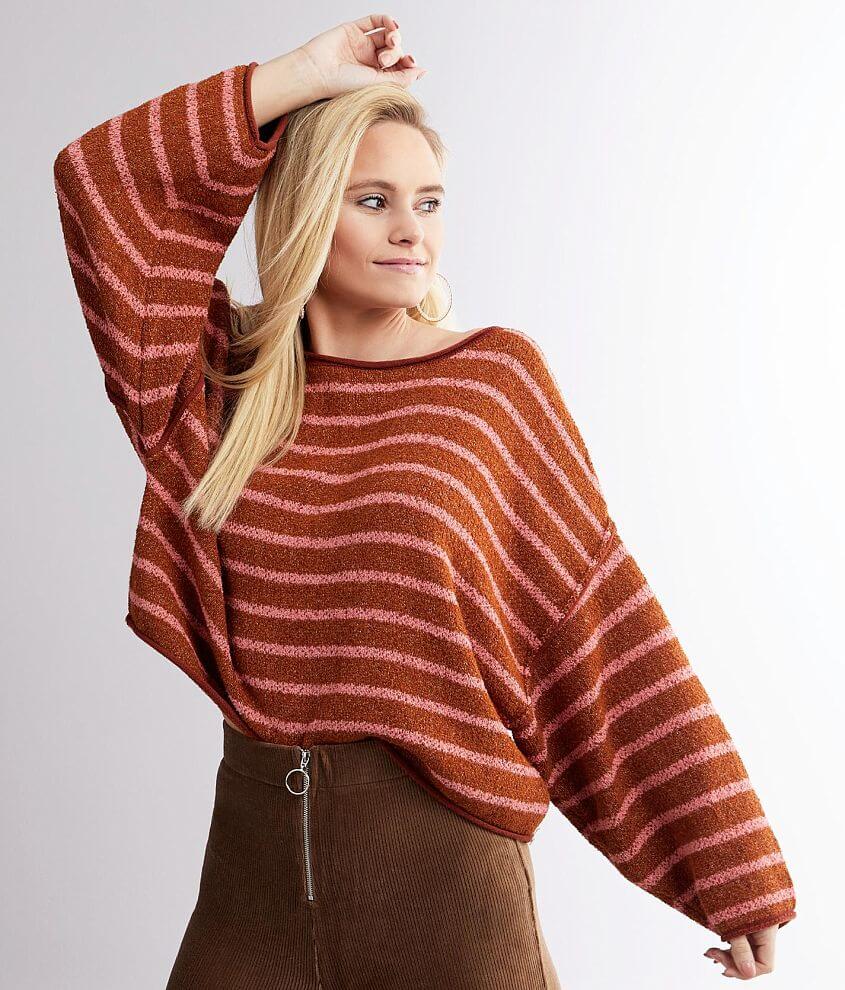 Free People Bardot Striped Sweater - Women's Sweaters in Cedar Flower Combo