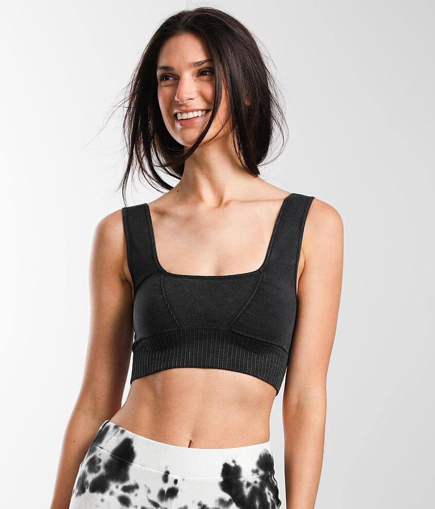 Free People Good Karma Active Bralette - Women's Activewear in Washed Black