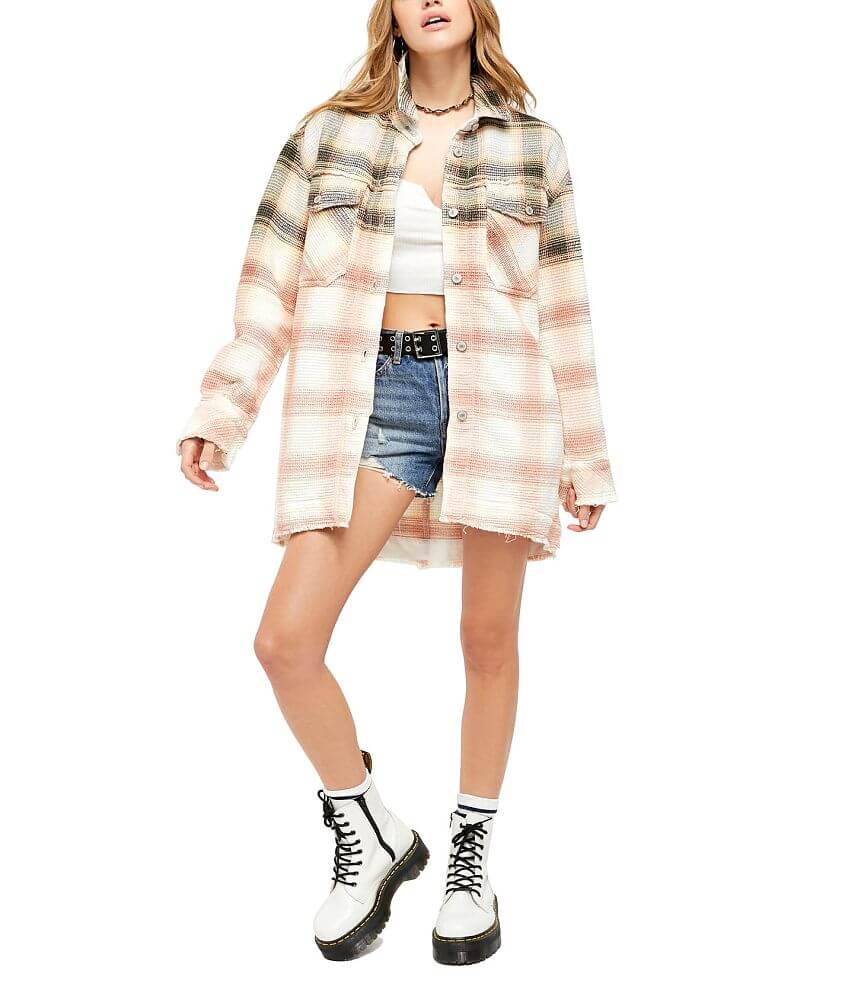 Free People Anneli Plaid Oversized Shacket