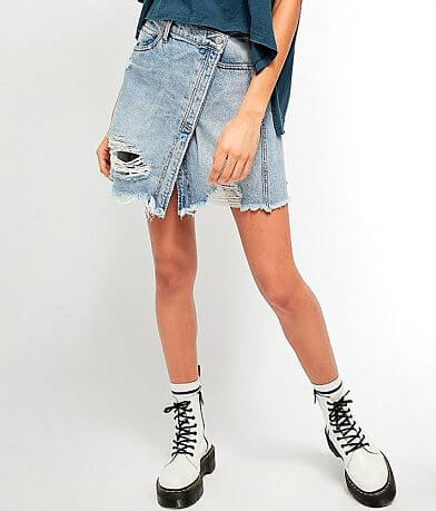 Free People Parker Denim Wrap Skirt FULL_LEFT_SIDE