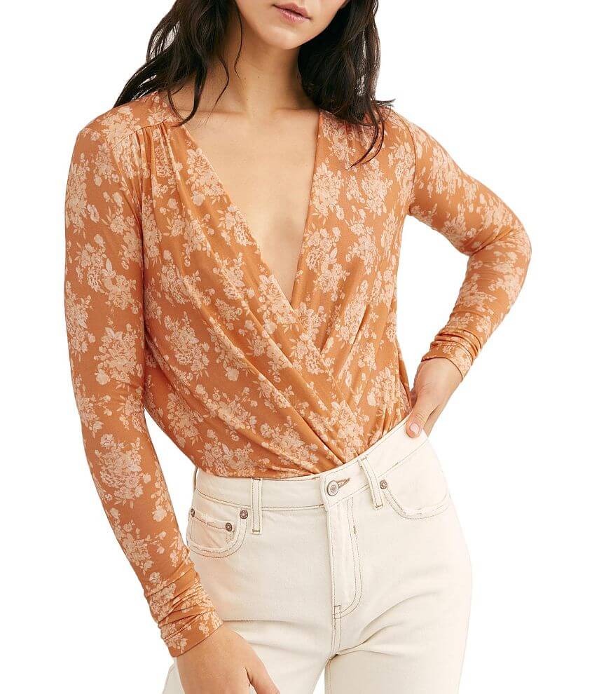 Free People Printed Turnt Bodysuit Spring Combo Size S NWT