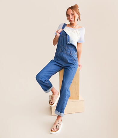 Free People Ziggy Denim Cuffed Overalls front view