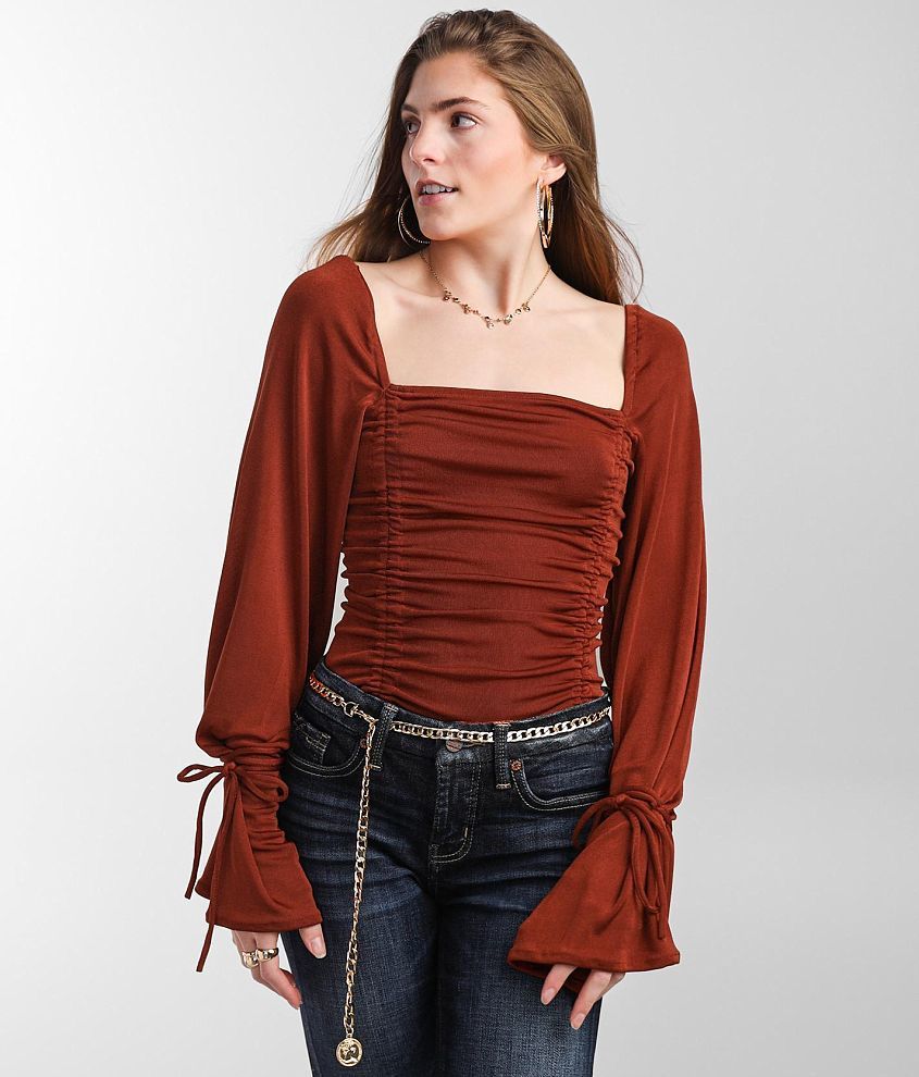 Free People Meant To Be Ruched Bodysuit front view