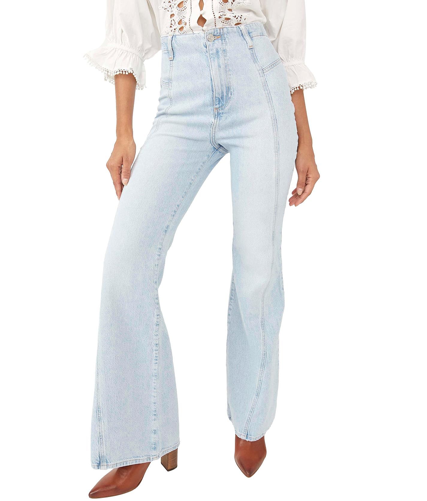 Free people high store rise straight flare jeans