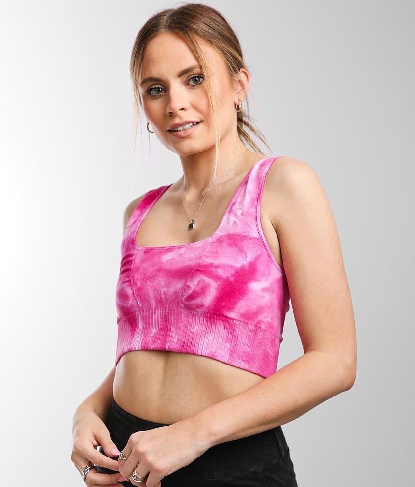 Free People Good Karma Tie Dye Active Bralette - Women's Bandeaus/Bralettes  in Vivacious Violet