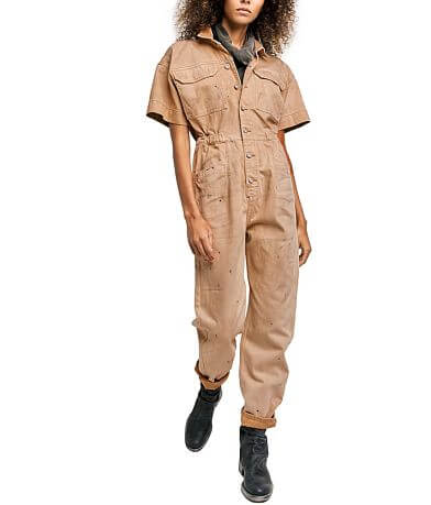 Free People Marci Denim Coverall Jumpsuit front view