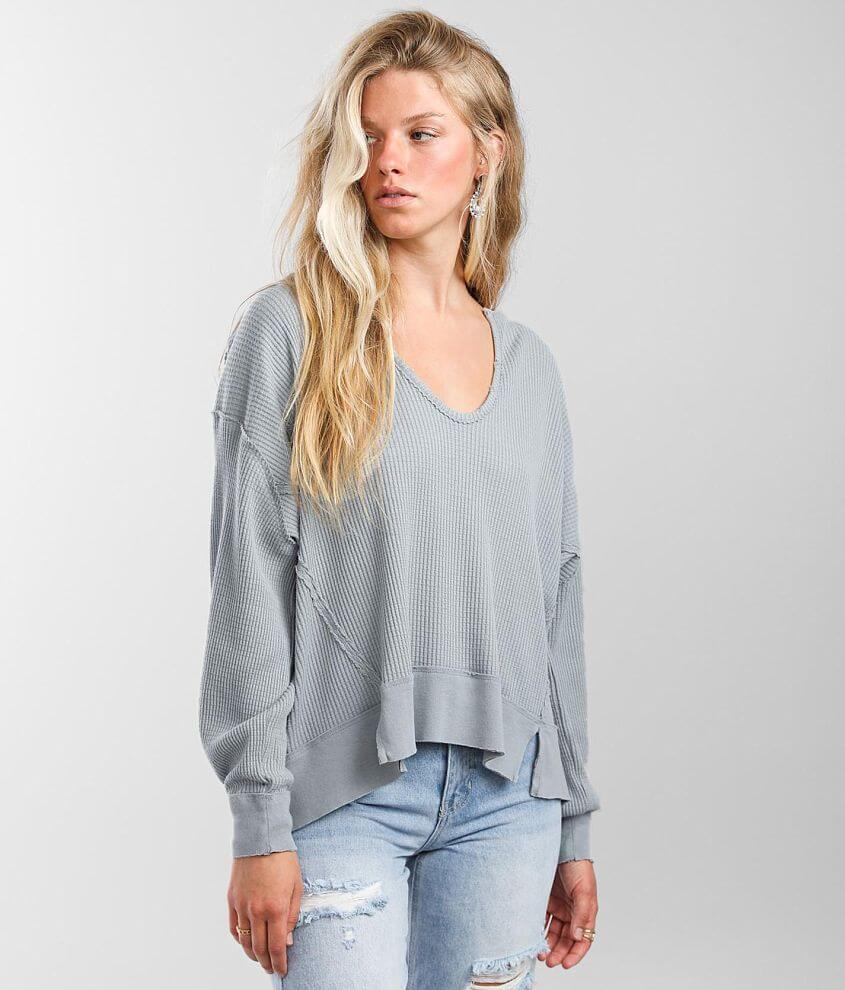 Free People Buttercup Thermal Top - Women's Shirts/Blouses in Dried Mint