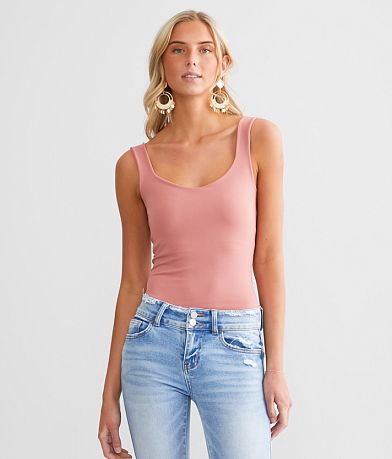 LE LIS Cut-Out Tank Bodysuit - Women's Bodysuits in Fuchsia