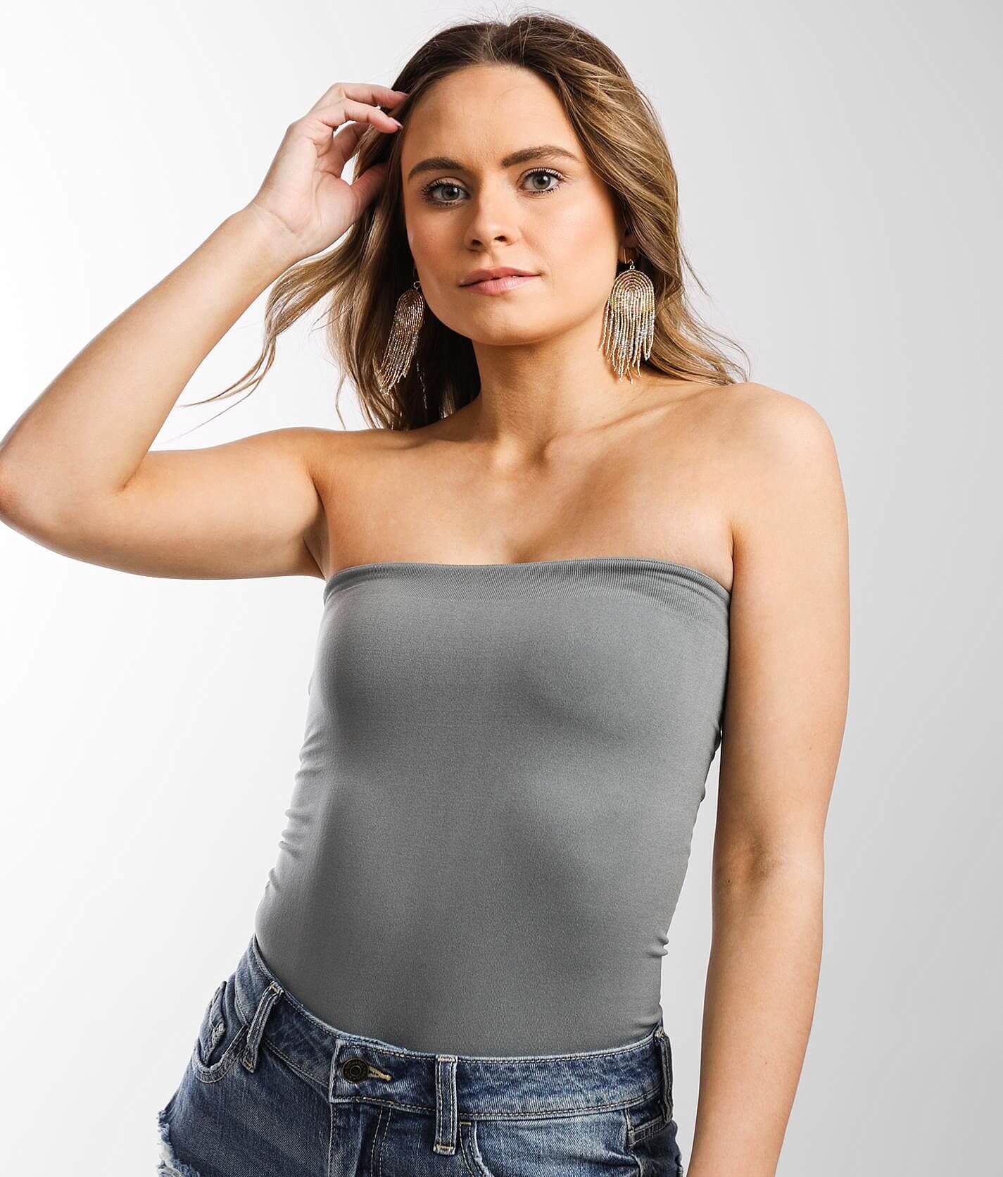 Grey Strapless Top