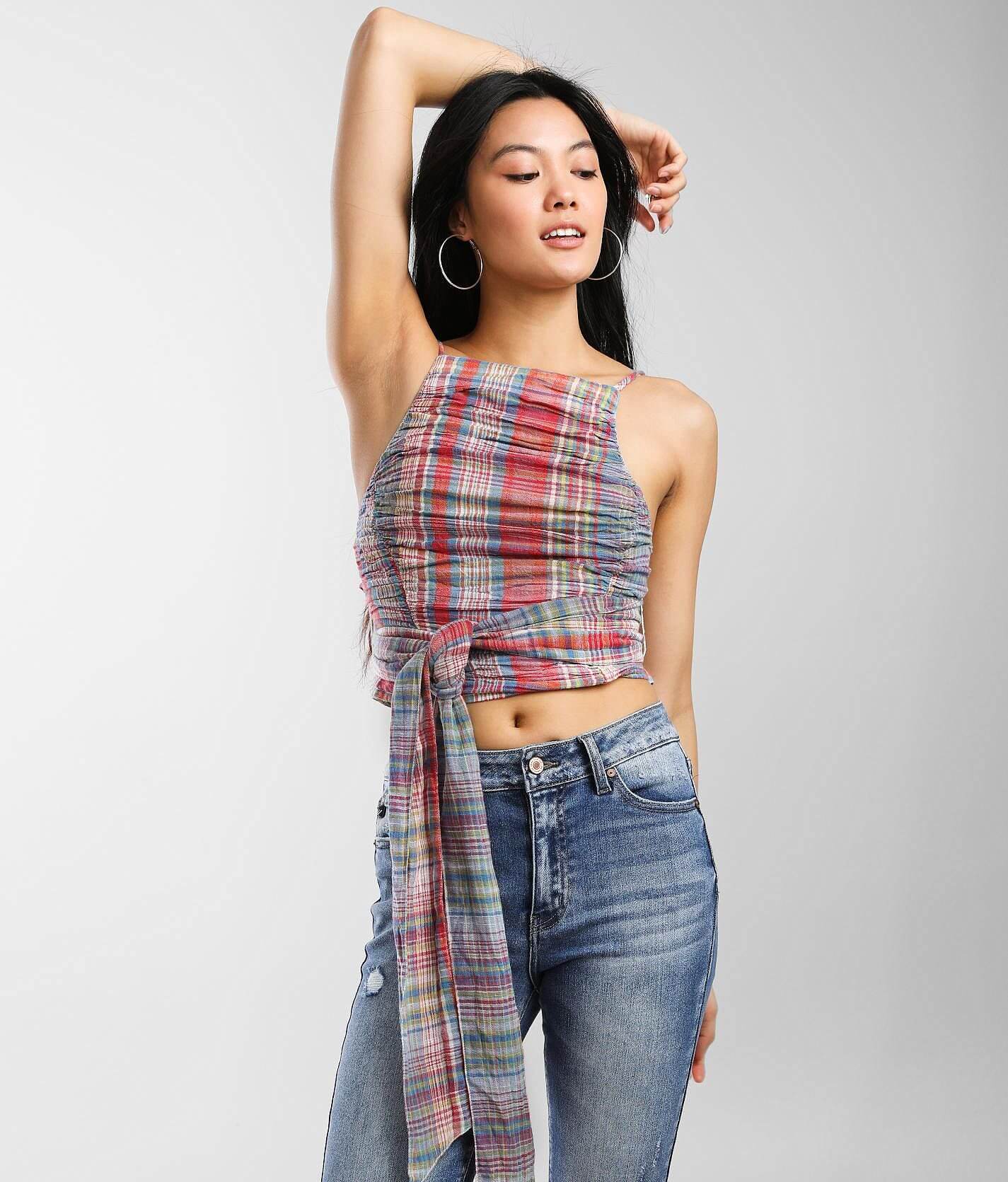 Free People Real Love Plaid Cropped Tank Top - Women's Tank Tops