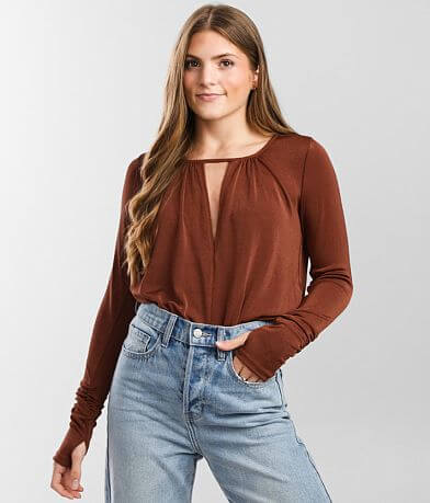 Free People Kaya Keyhole Bodysuit front view