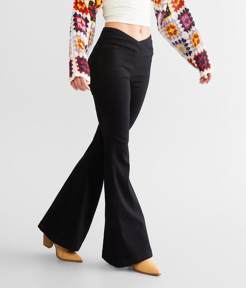 Flared stretch trousers