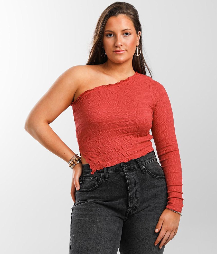 Free People Jasmine One Shoulder Cropped Top front view