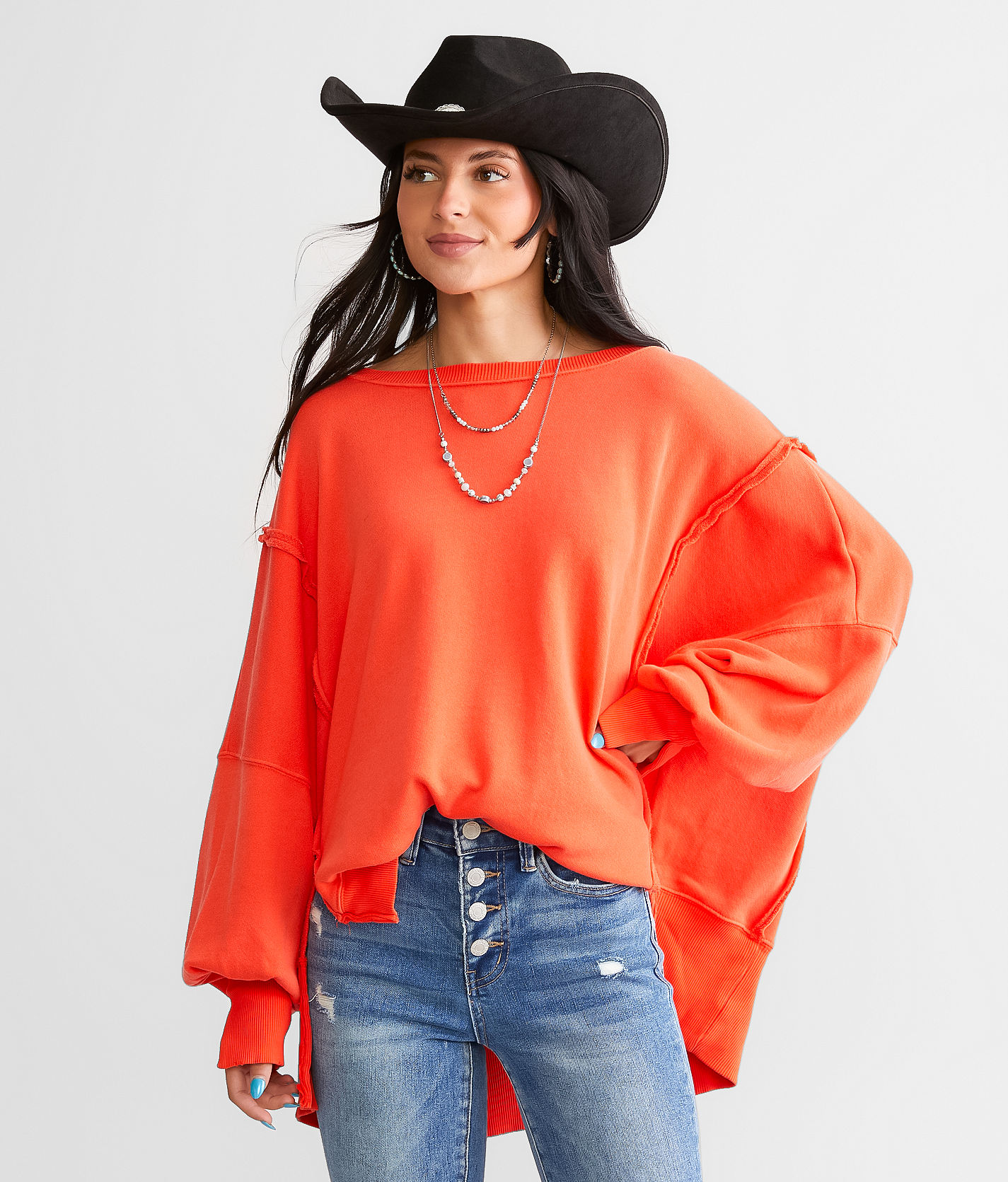 Free People Camden Pullover - Women's Sweatshirts in Scarlet Sun