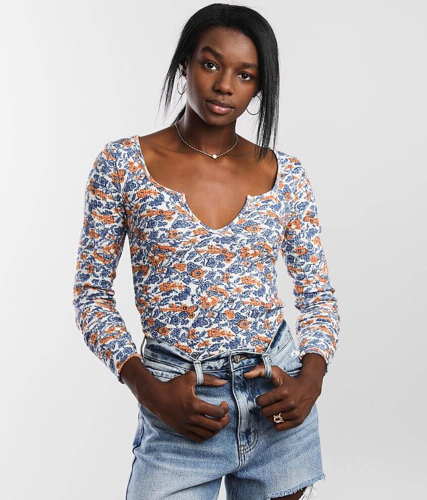 Free People Ciara Waffle Knit Top front view