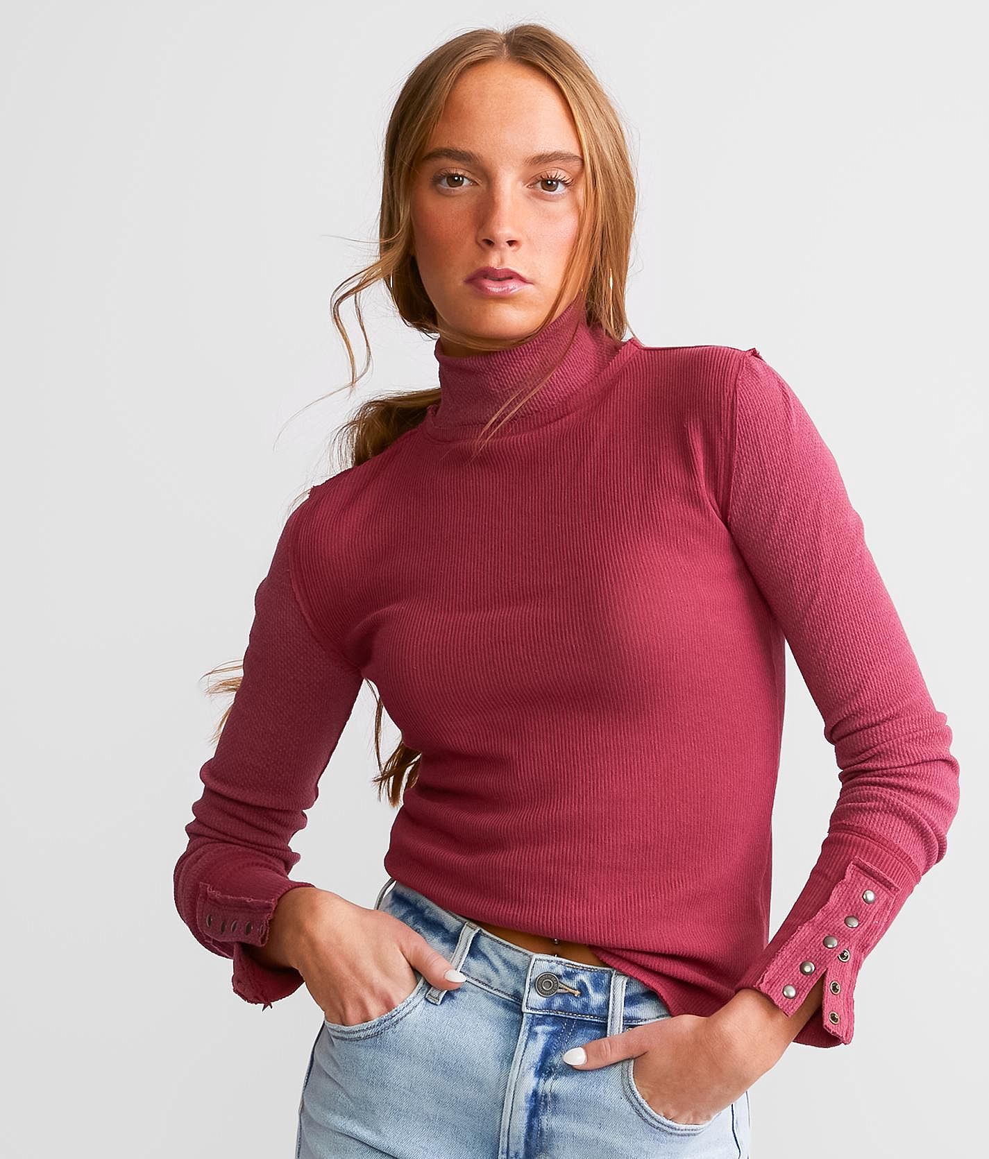 Free People Freya Mock Neck Top - Women's Shirts/Blouses in Off