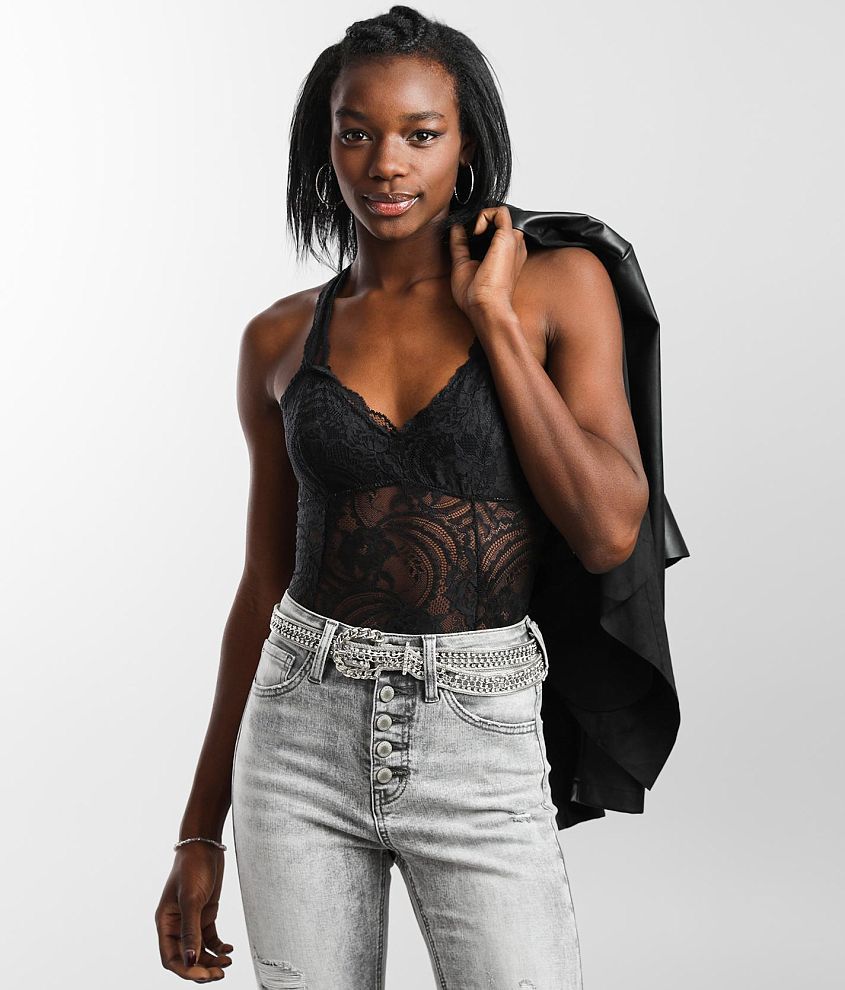 Free People Midnight Hour Lace Bodysuit front view