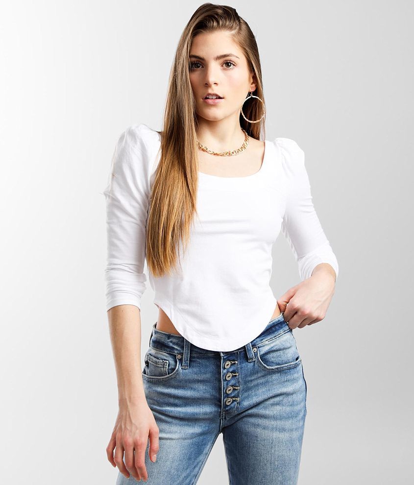 Free People Scoop Neck Crop Top in White