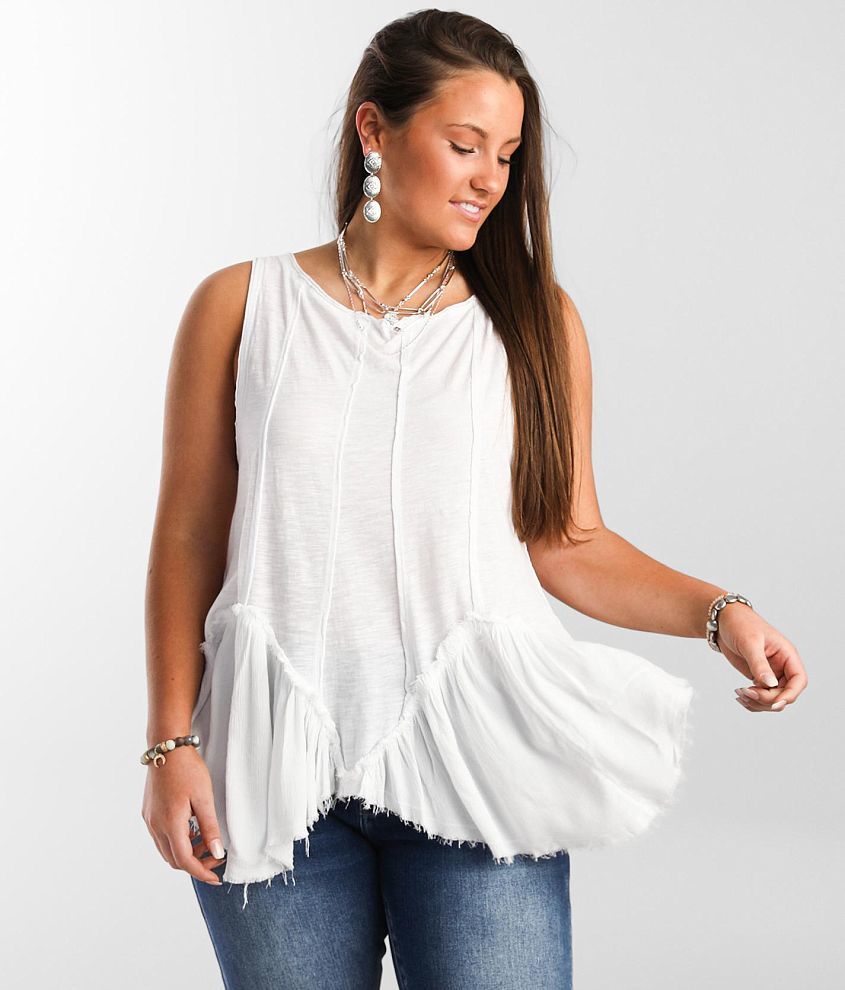 Free People Button-Snap Tank Top Ivory___________________________ R4A2 